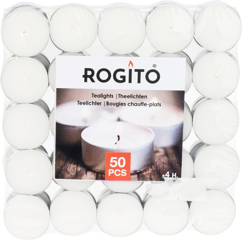 50 White Tea Lights Set