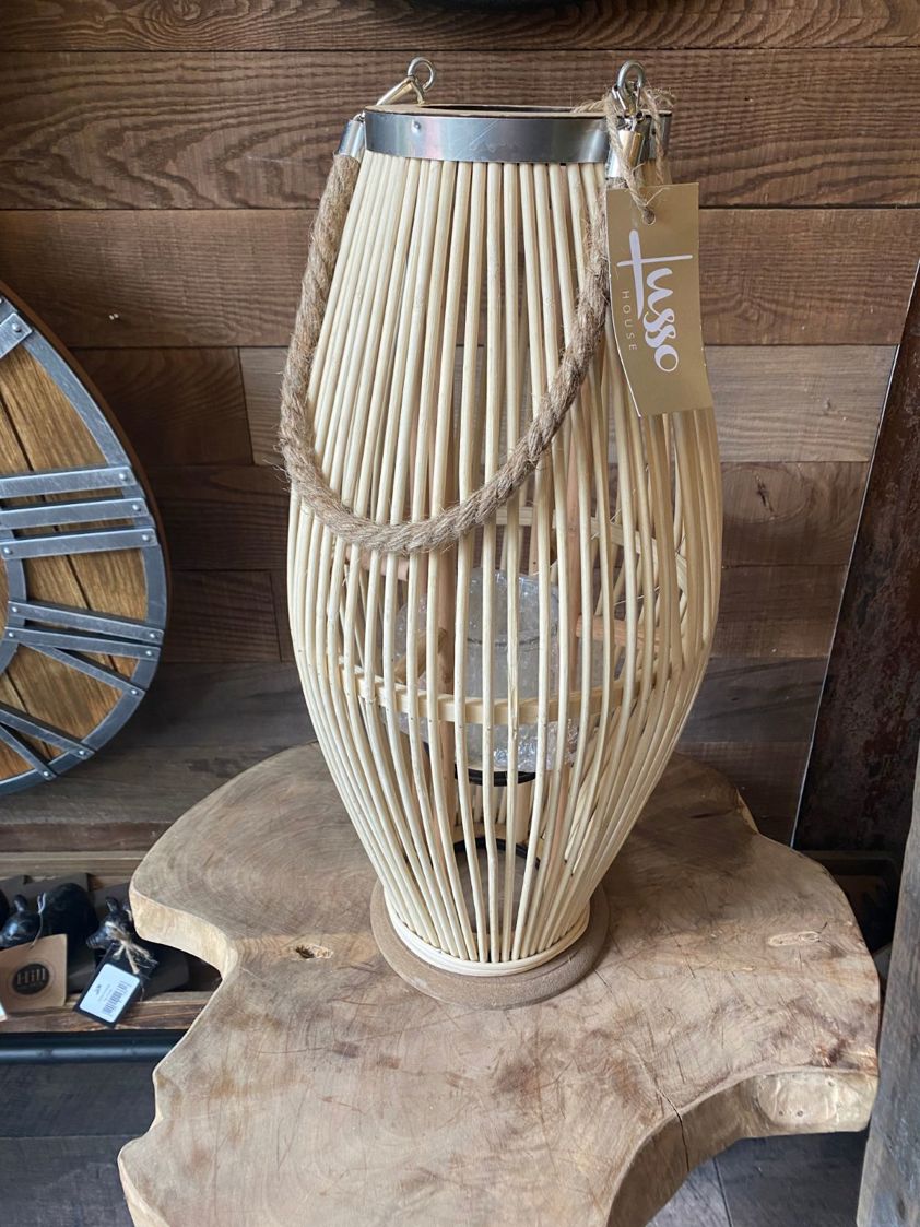 Large Tall Natural Bamboo Lantern