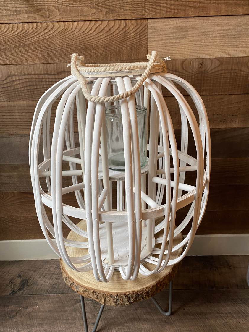 Large White Willow Wicker Lantern