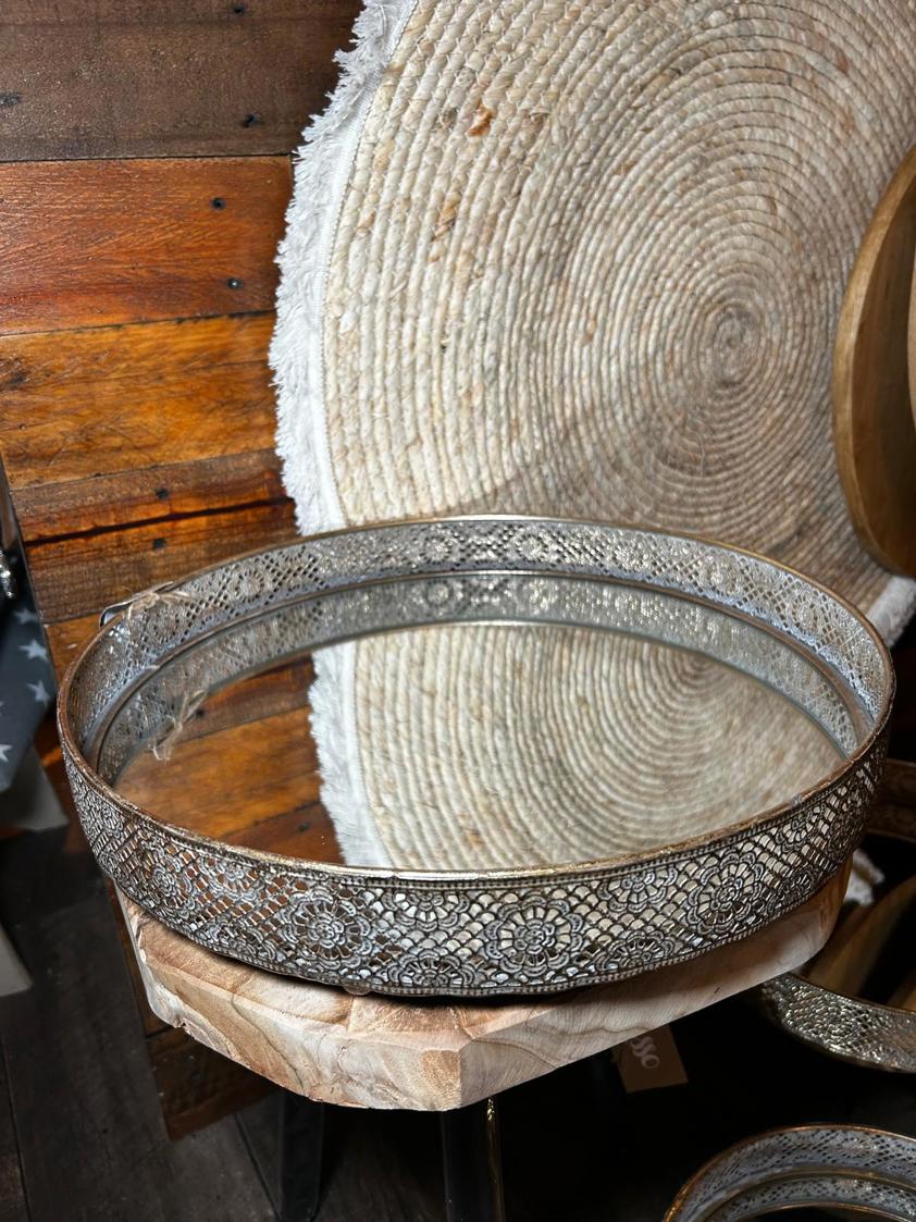 Set of 3 Round Mirrored Trays