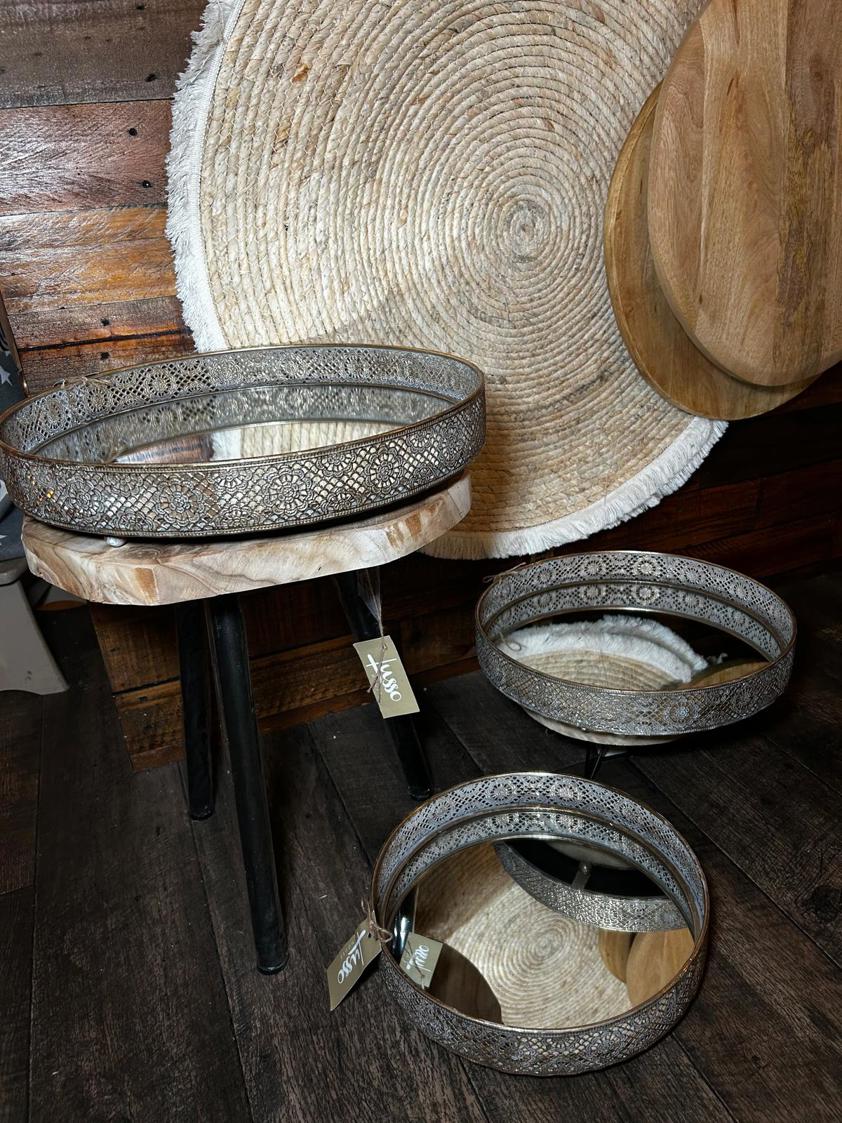 Set of 3 Round Mirrored Trays