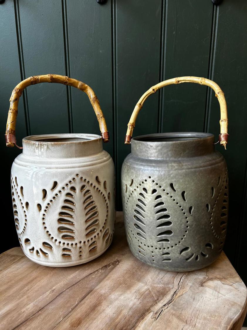 Large Porcelain Bamboo Lantern