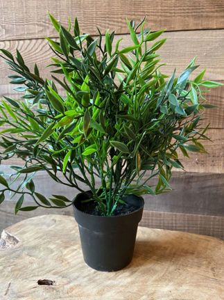  Dark Long Leaf Artificial Plant in Black Pot