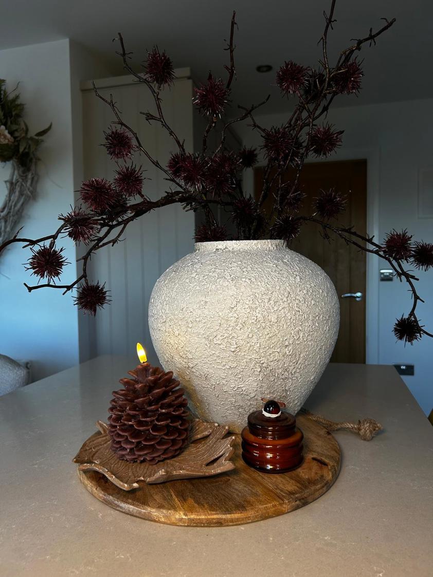 Stone Effect Metal Vase