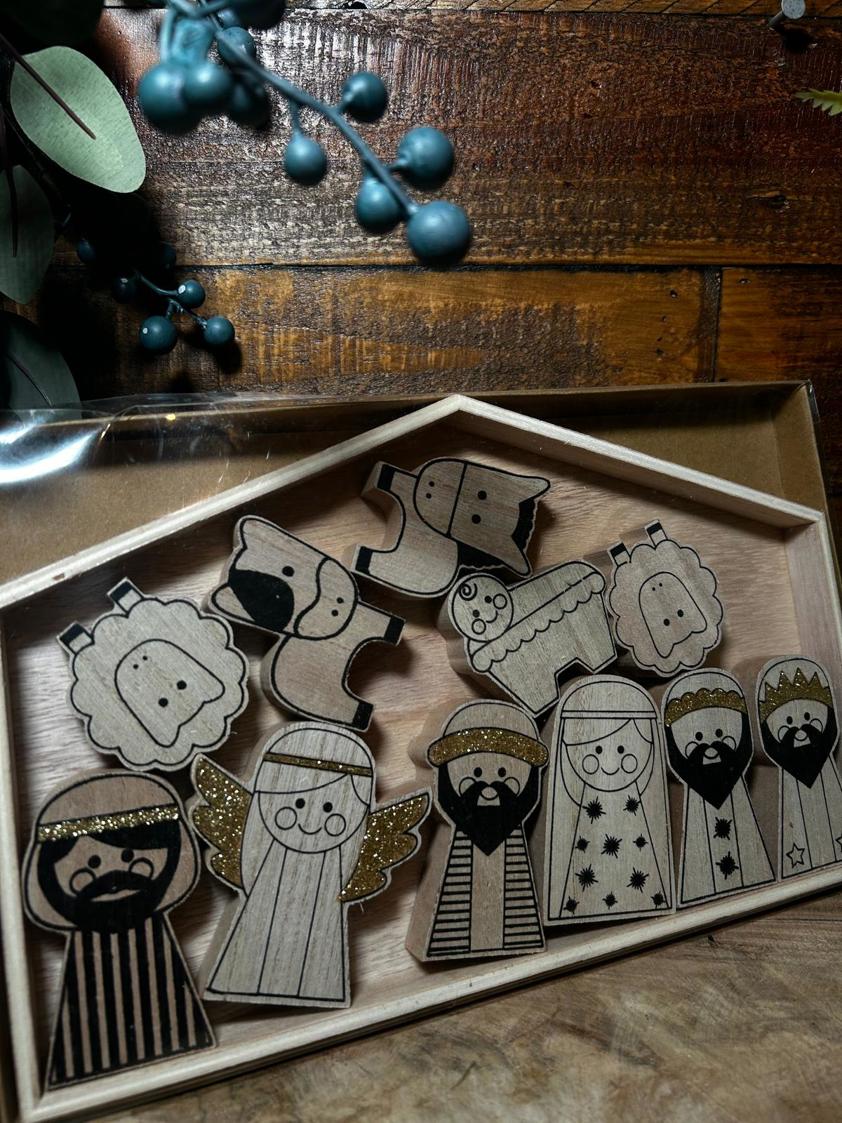 Nativity Wood Colouring Set