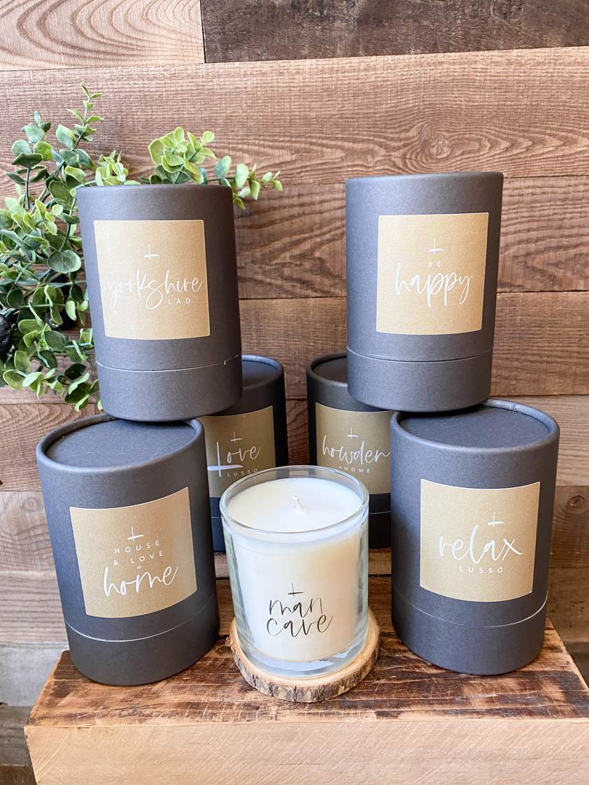 Mint and Rhubarb Lusso House Coconut Quote Wax Candles