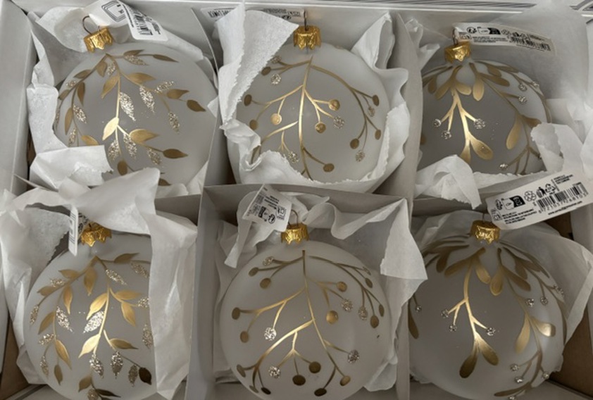 Bauble Box Hand Blown Gold & Silver Glass Leaves Bauble
