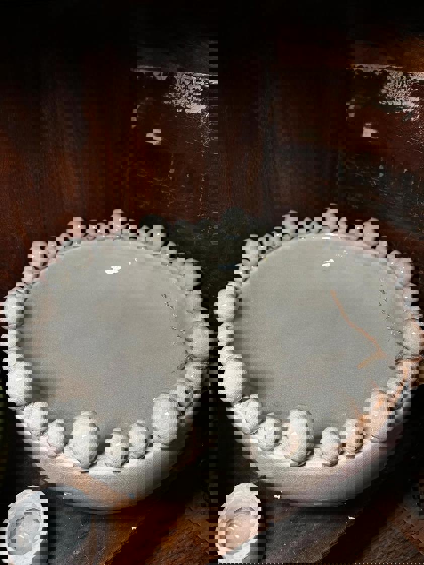 Cream Round Bobble Bowl