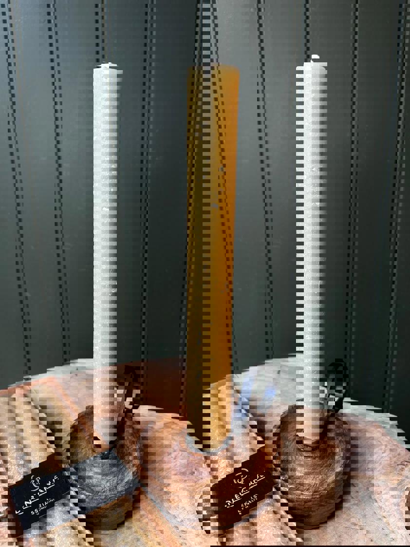 Set Of Two Ochre Chunky Dinner Candles