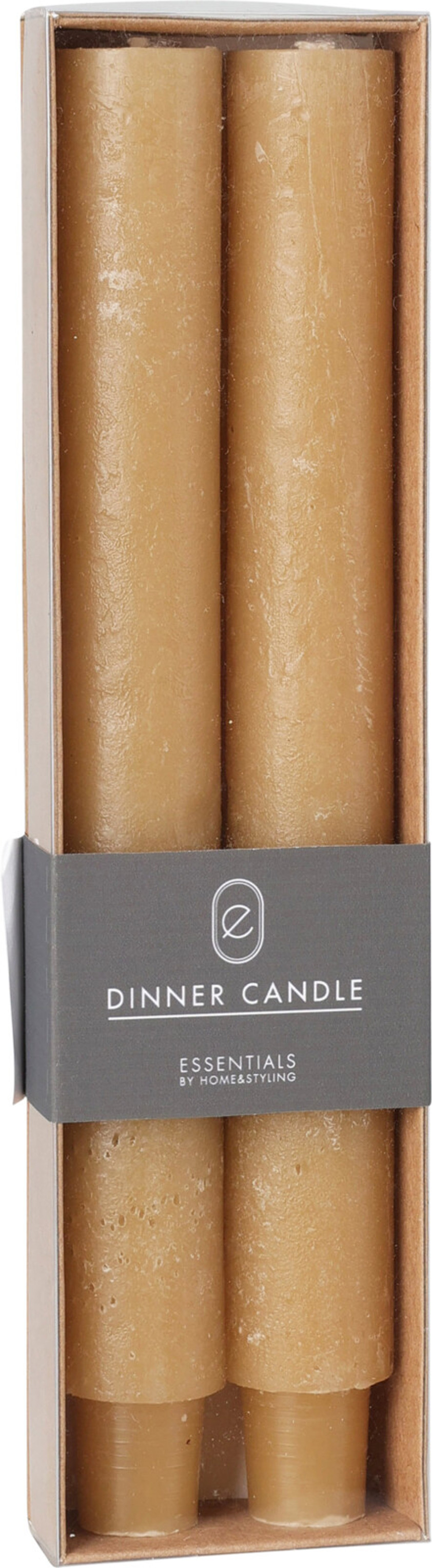 Set Of Two Ochre Chunky Dinner Candles
