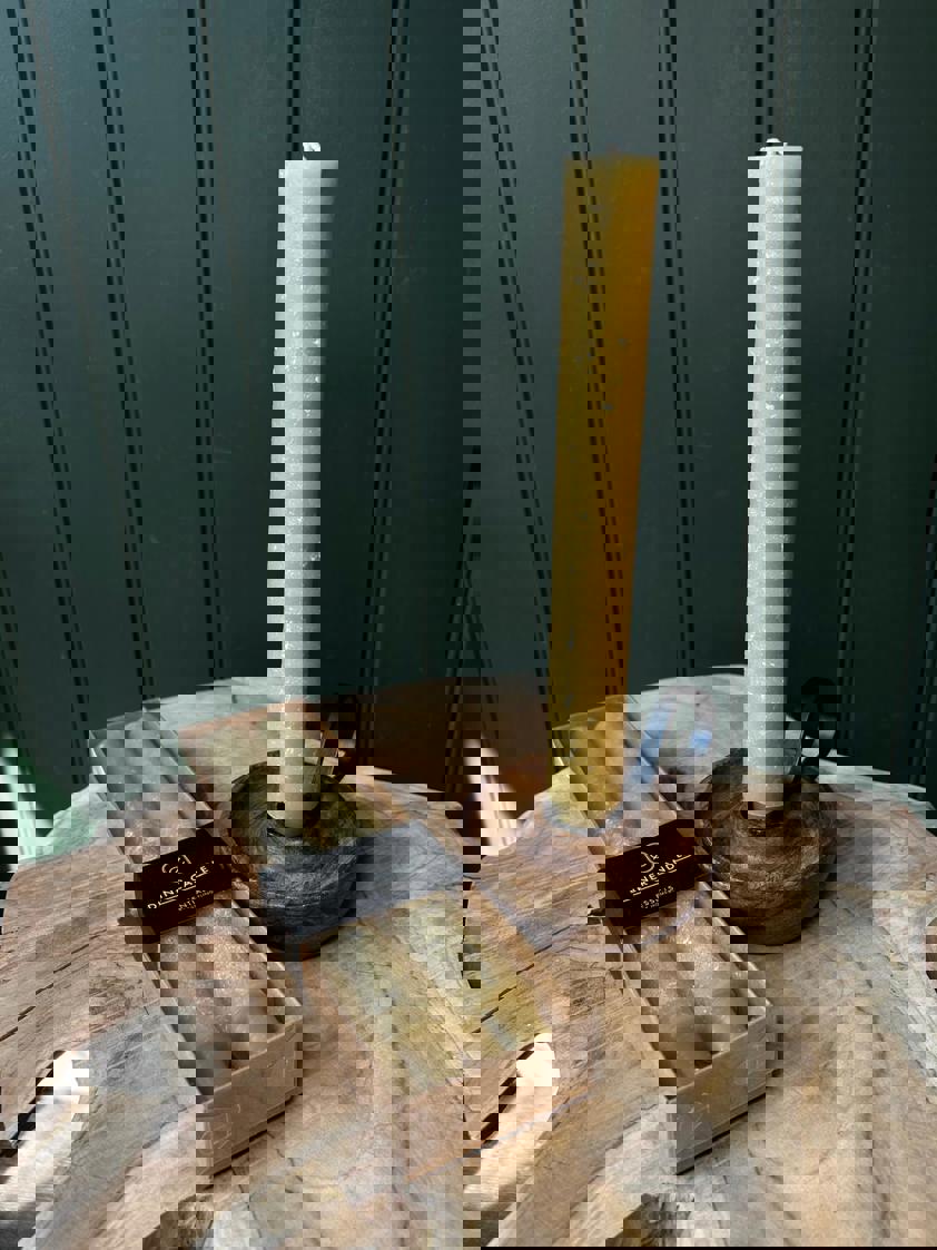 Set Of Two Ochre Chunky Dinner Candles