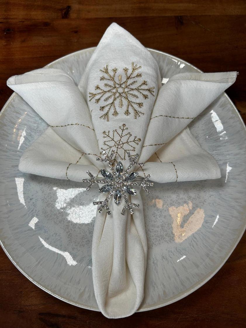 Set Of Four Snowflake Napkins