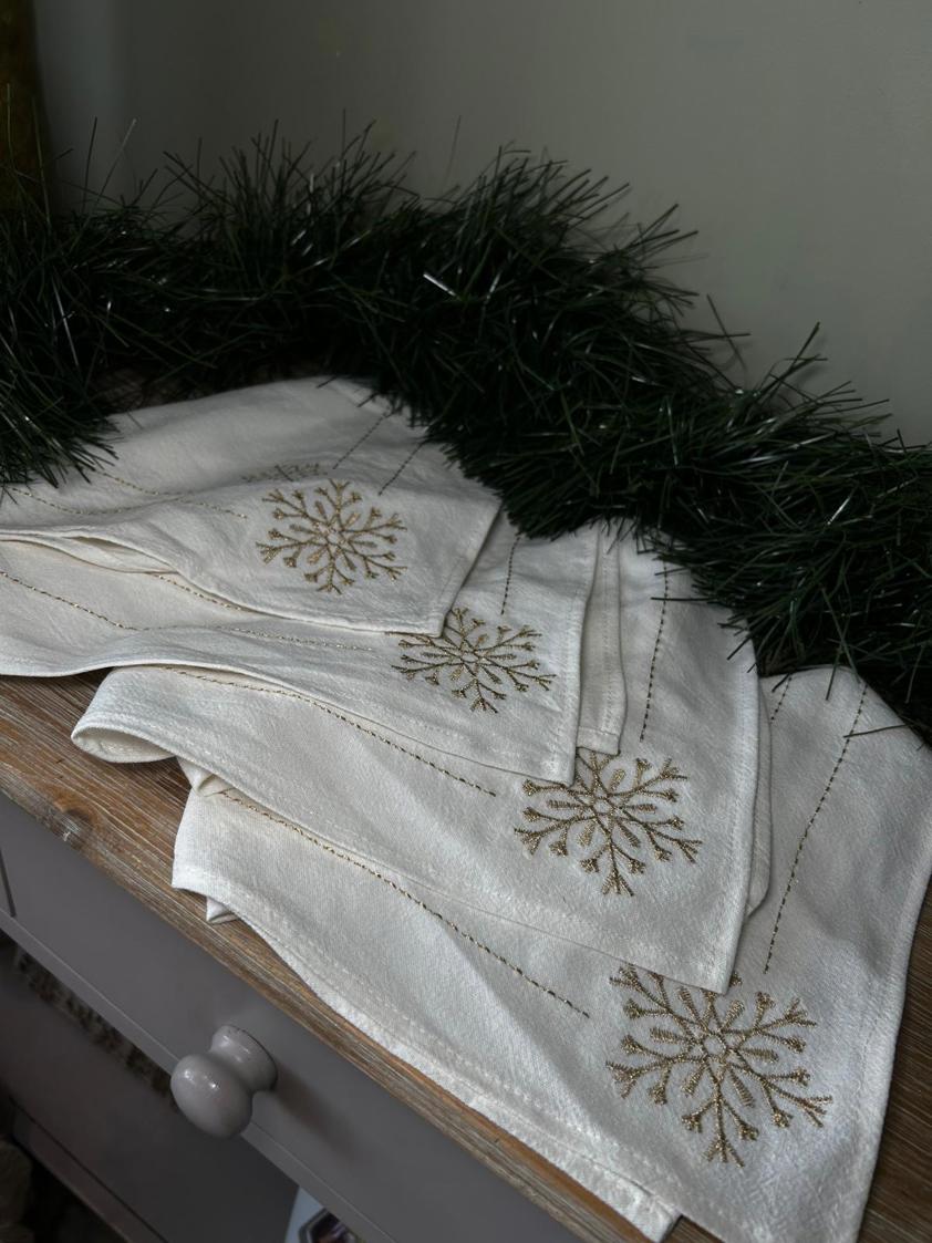 Set Of Four Snowflake Napkins