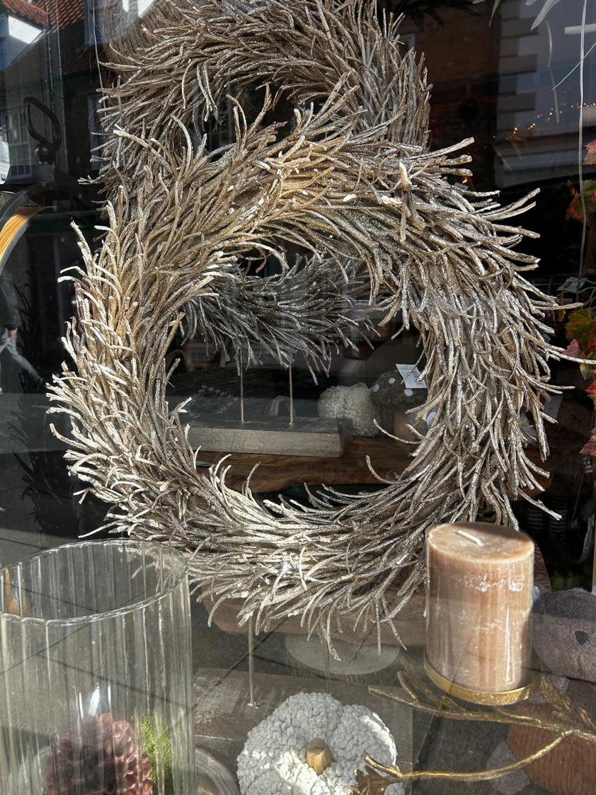 Gold Twig Wreath On Stand