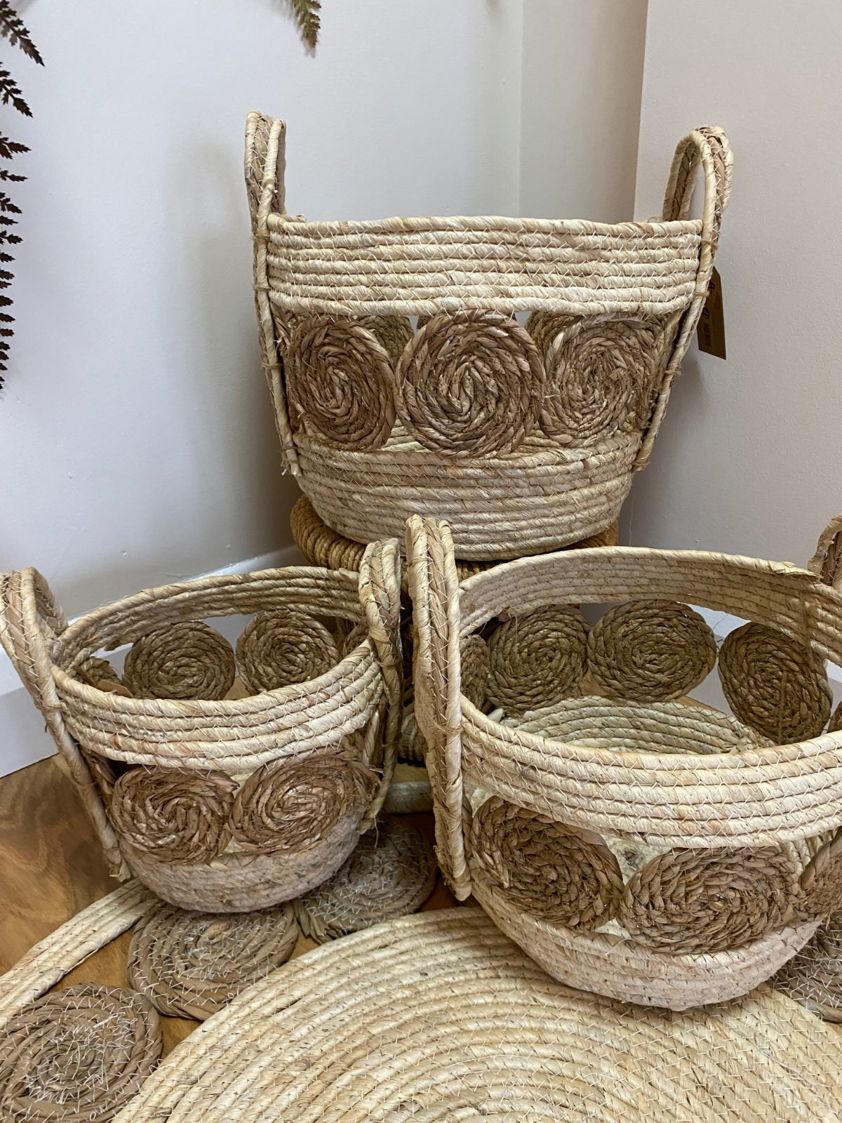 Cream & Natural Cattail Baskets