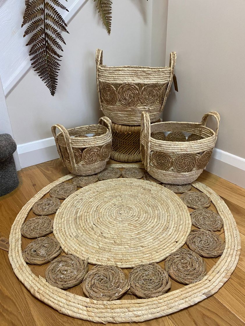 Cream & Natural Cattail Baskets