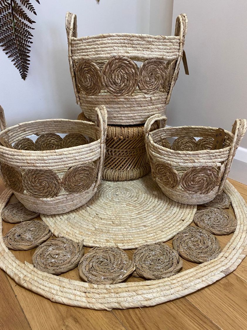 Cream & Natural Cattail Baskets