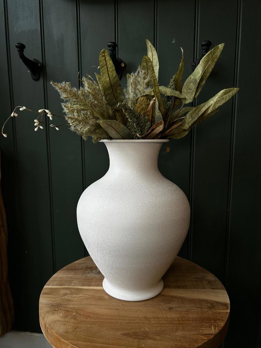 Off White Metal Vase