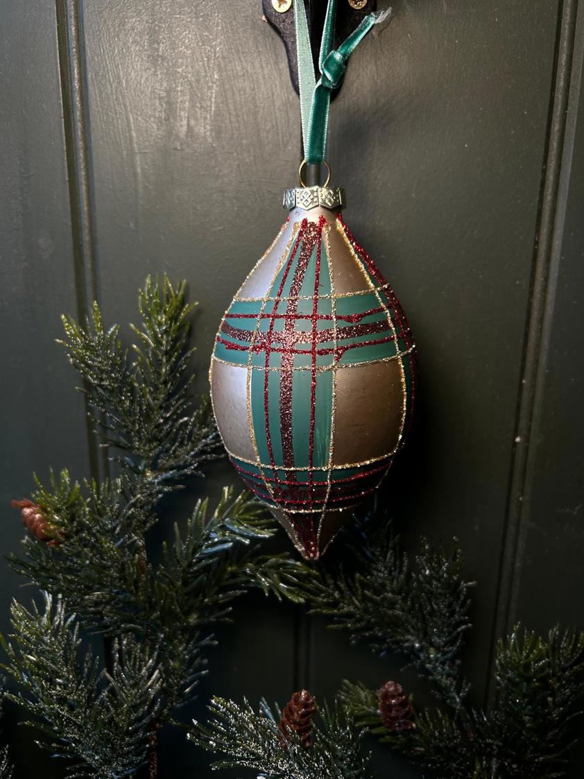 Drop Shaped Plaid Bauble