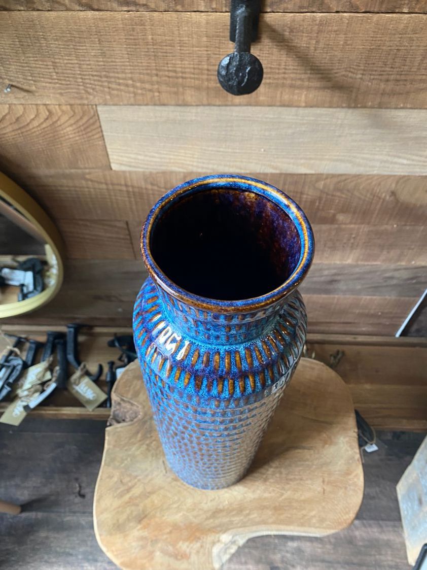 Large Blue Flute Vase