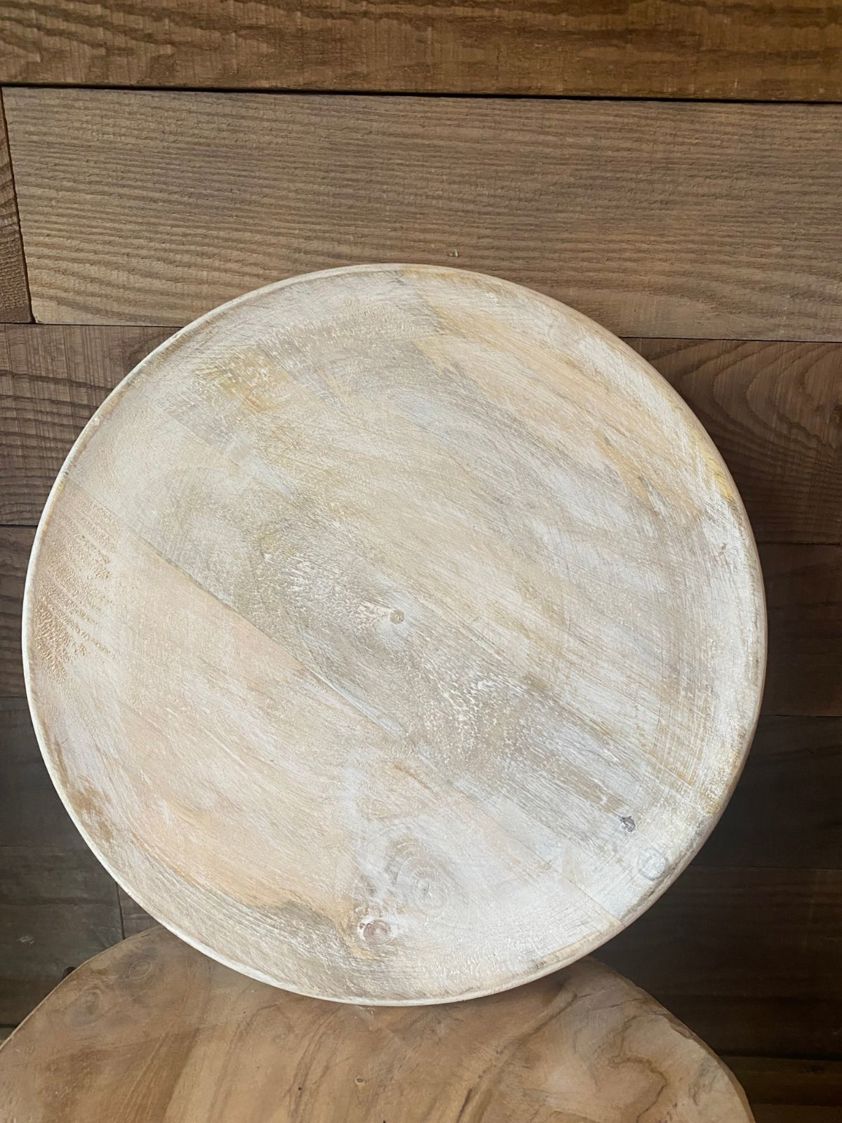 Whitewashed Wooden Plate