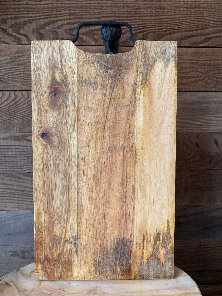 Wooden Serving Board with Metal Handle
