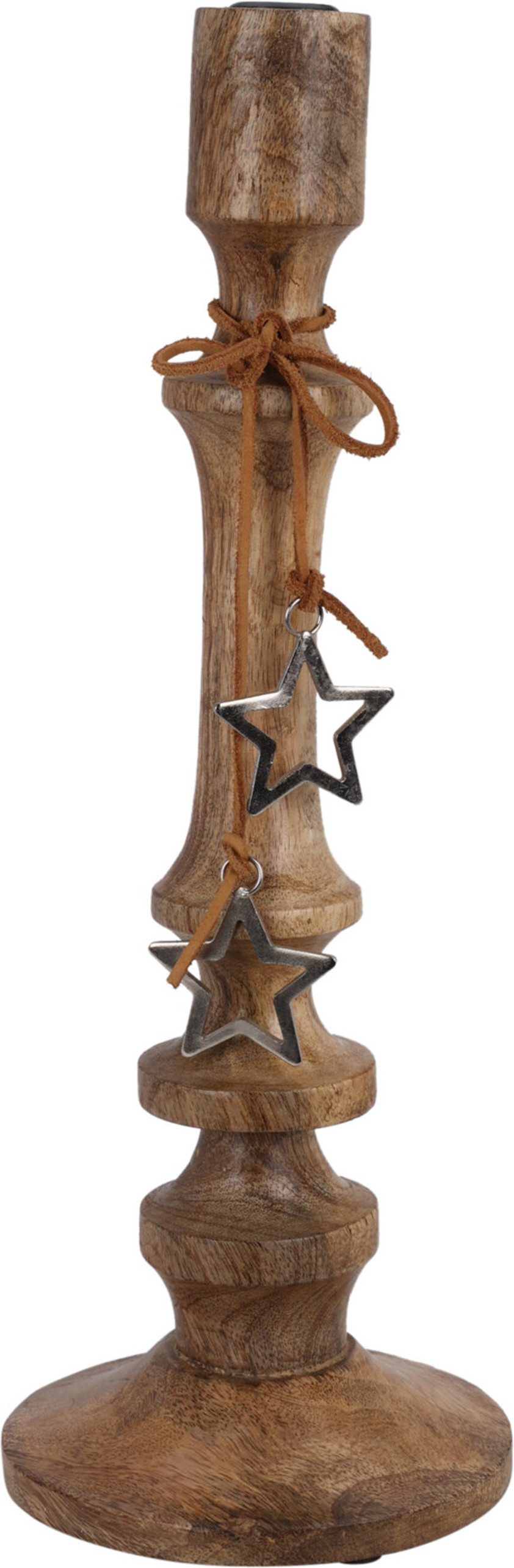 Tall Wood Candle Holder With Star