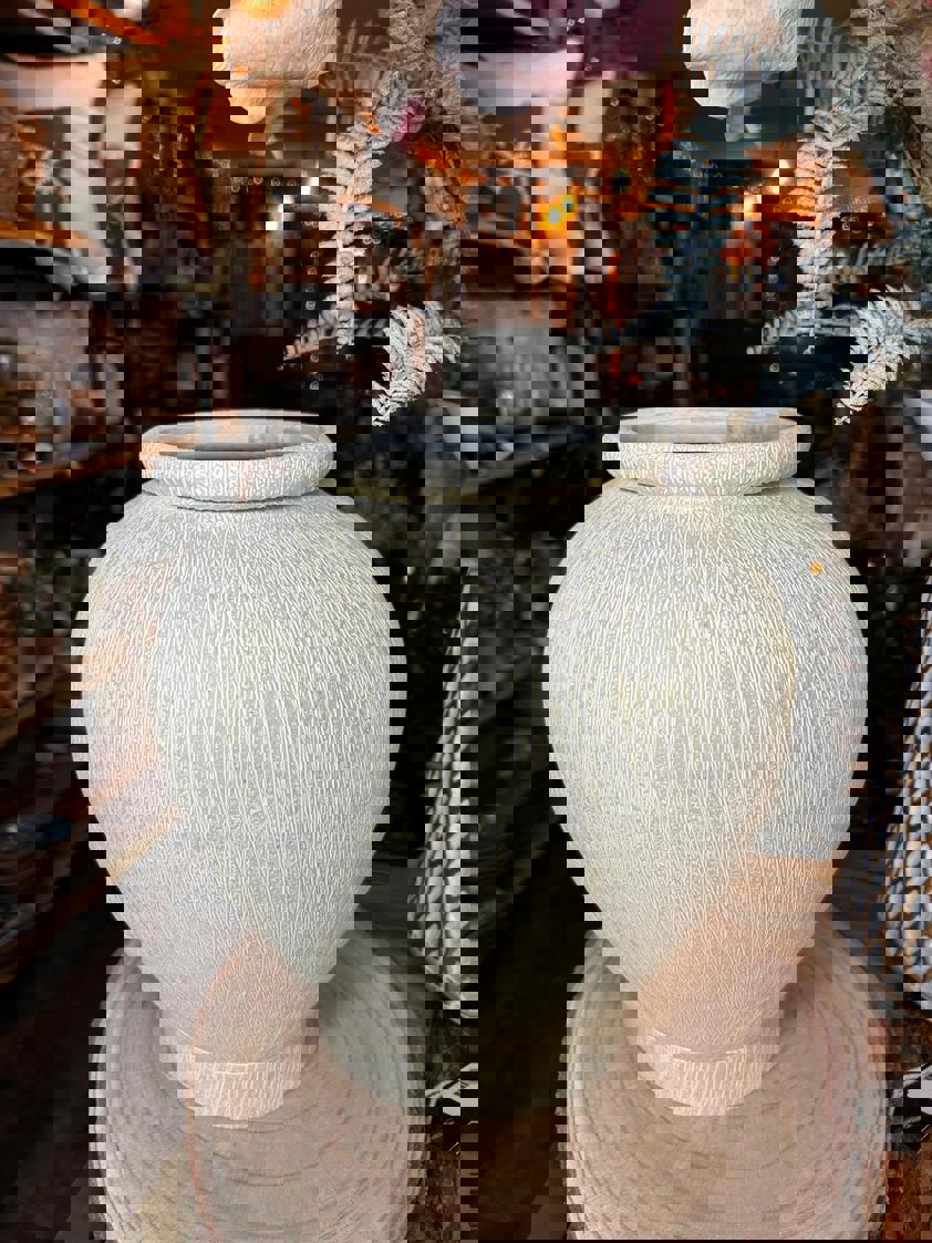 Stone Effect Metal Vase