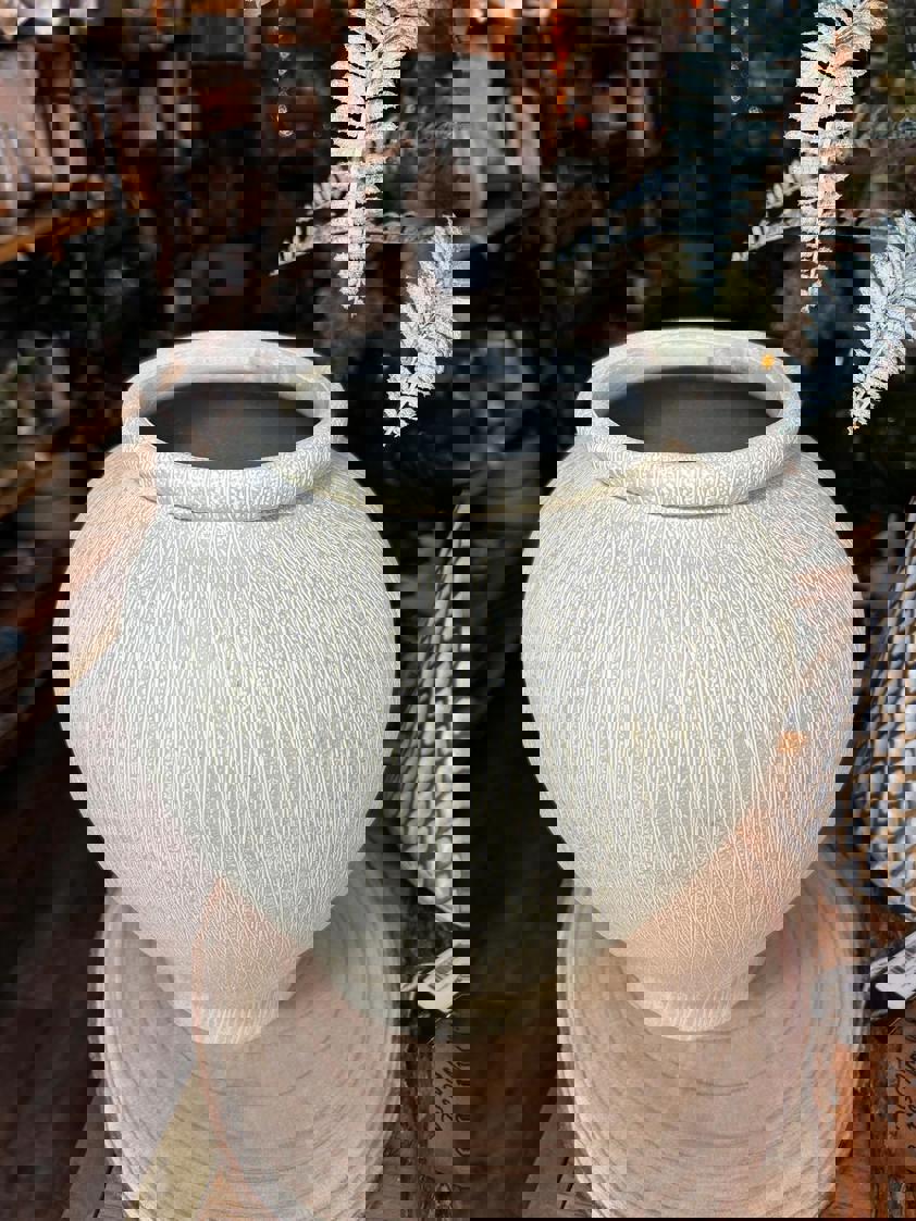 Stone Effect Metal Vase