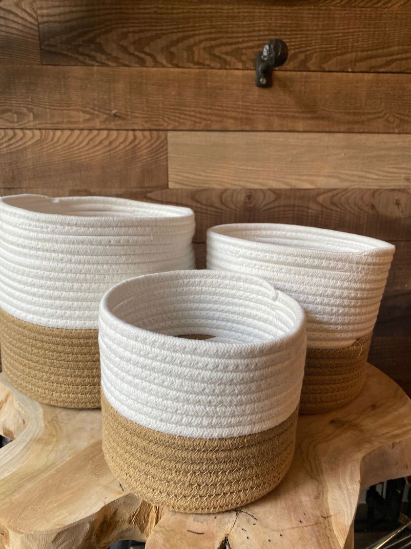 White & Natural Cotton Baskets