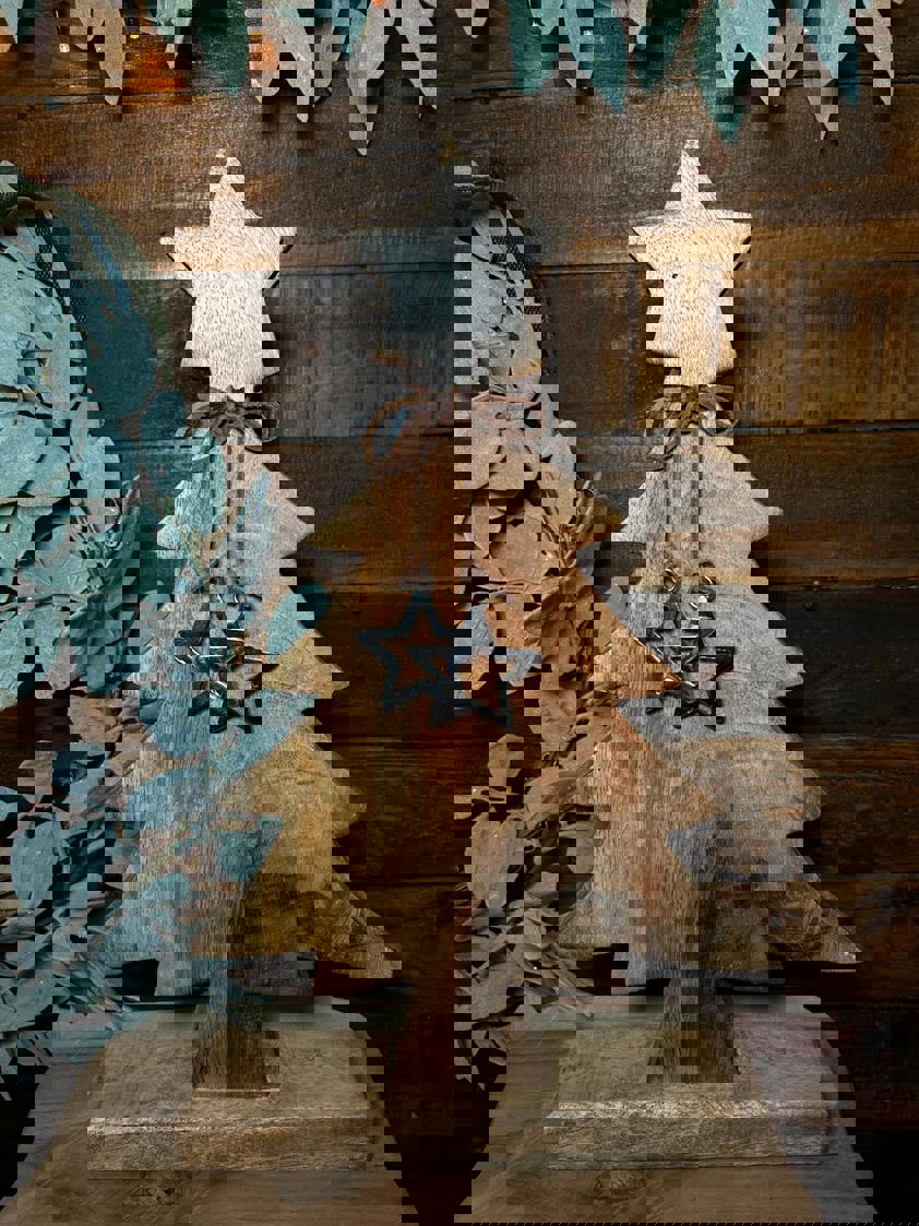 Wooden Christmas Tree With Silver Star Detail Wooden Christmas Tree With Silver Star Detail