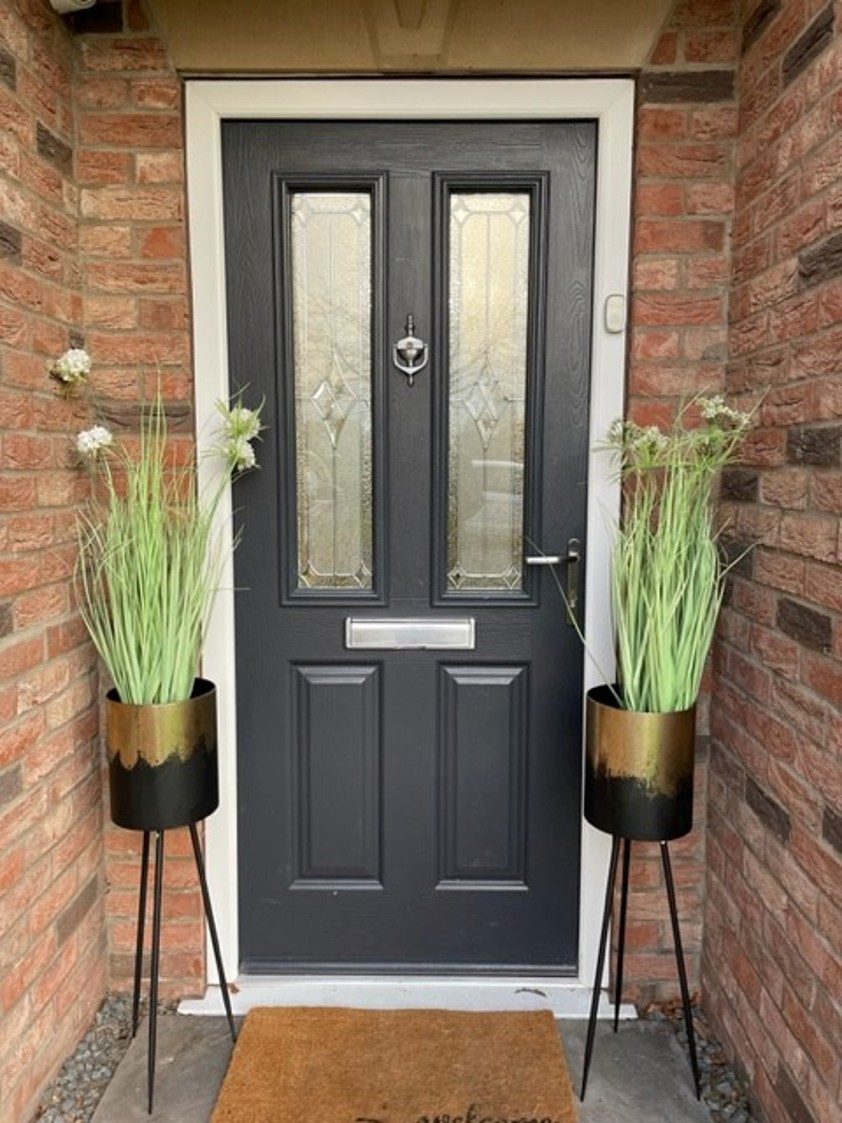 Gold and Black Metal Planter on legs