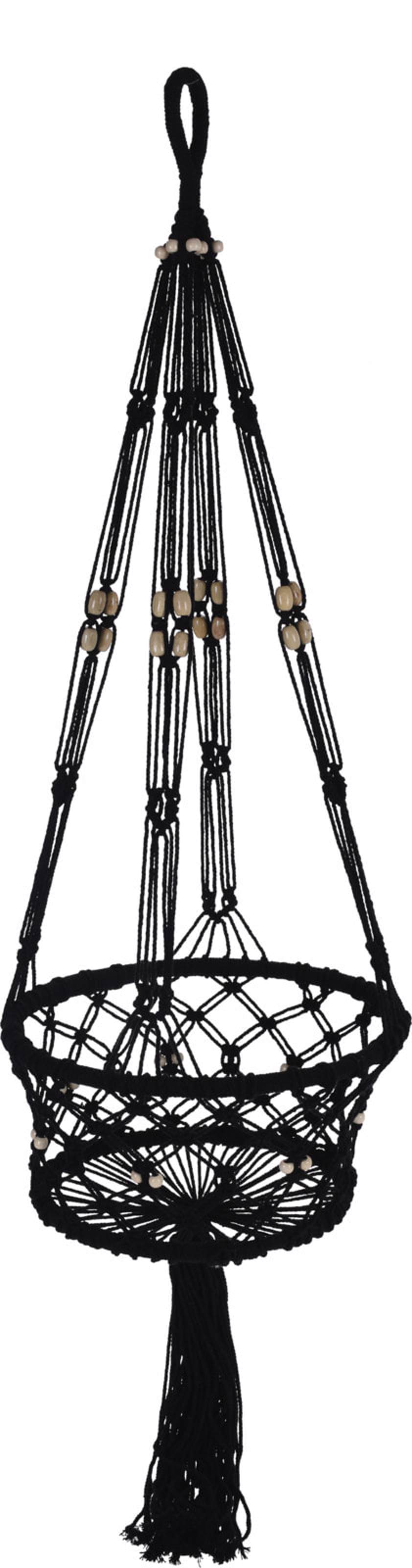 Black Macrame Hanging Basket