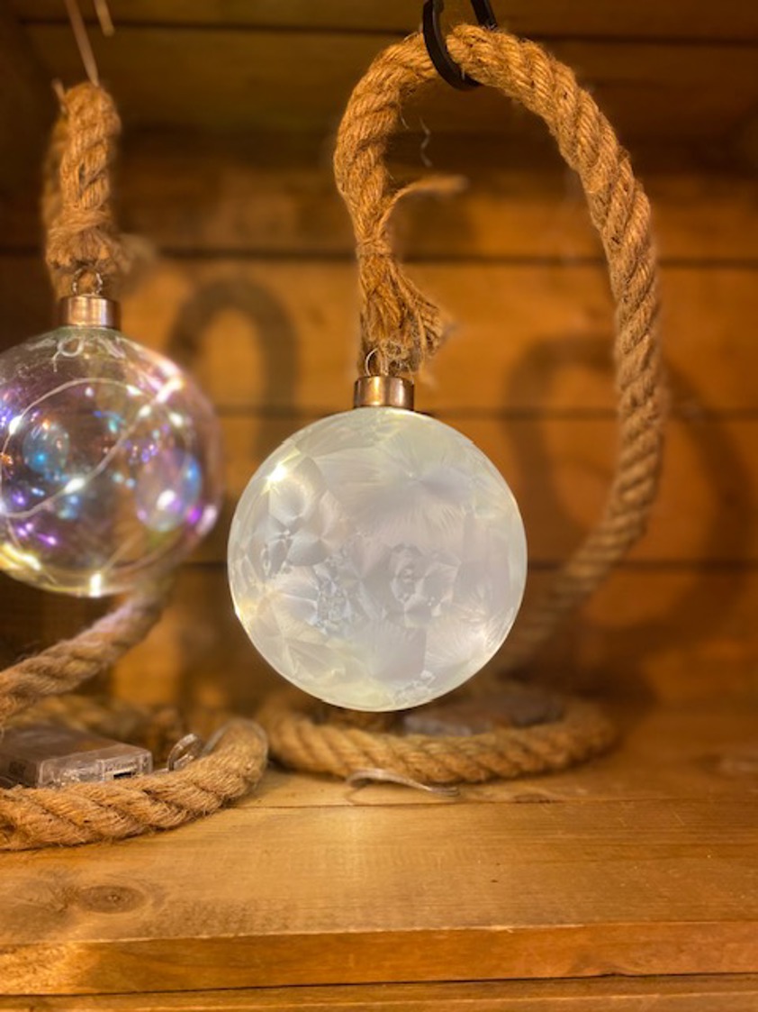 Small Light Feather Effect Glass LED Rope Balls