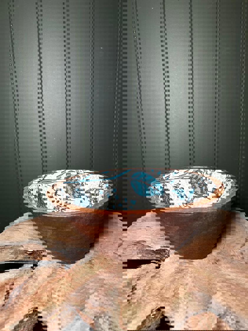 Blue and Wood Bowl