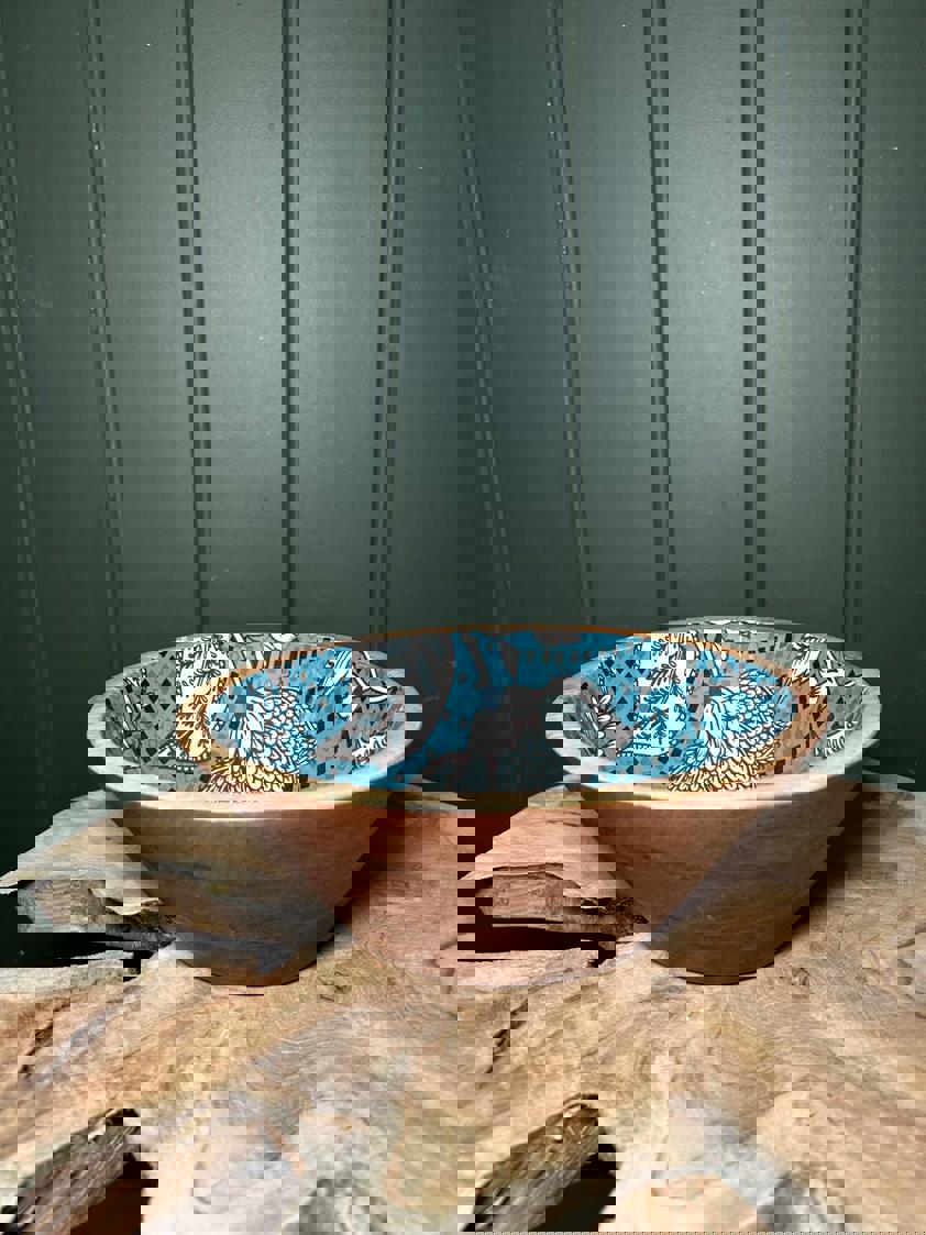 Blue and Wood Bowl