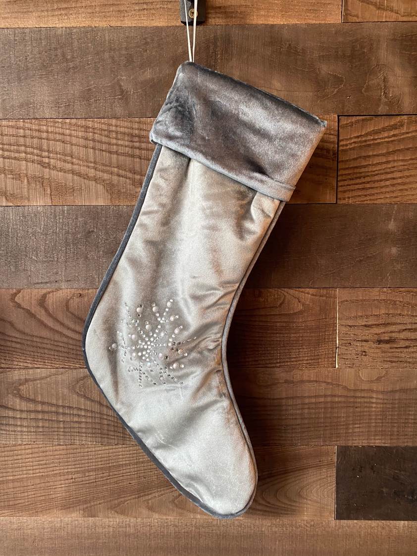 Crystal & Pearl Snowflake Velvet Stockings