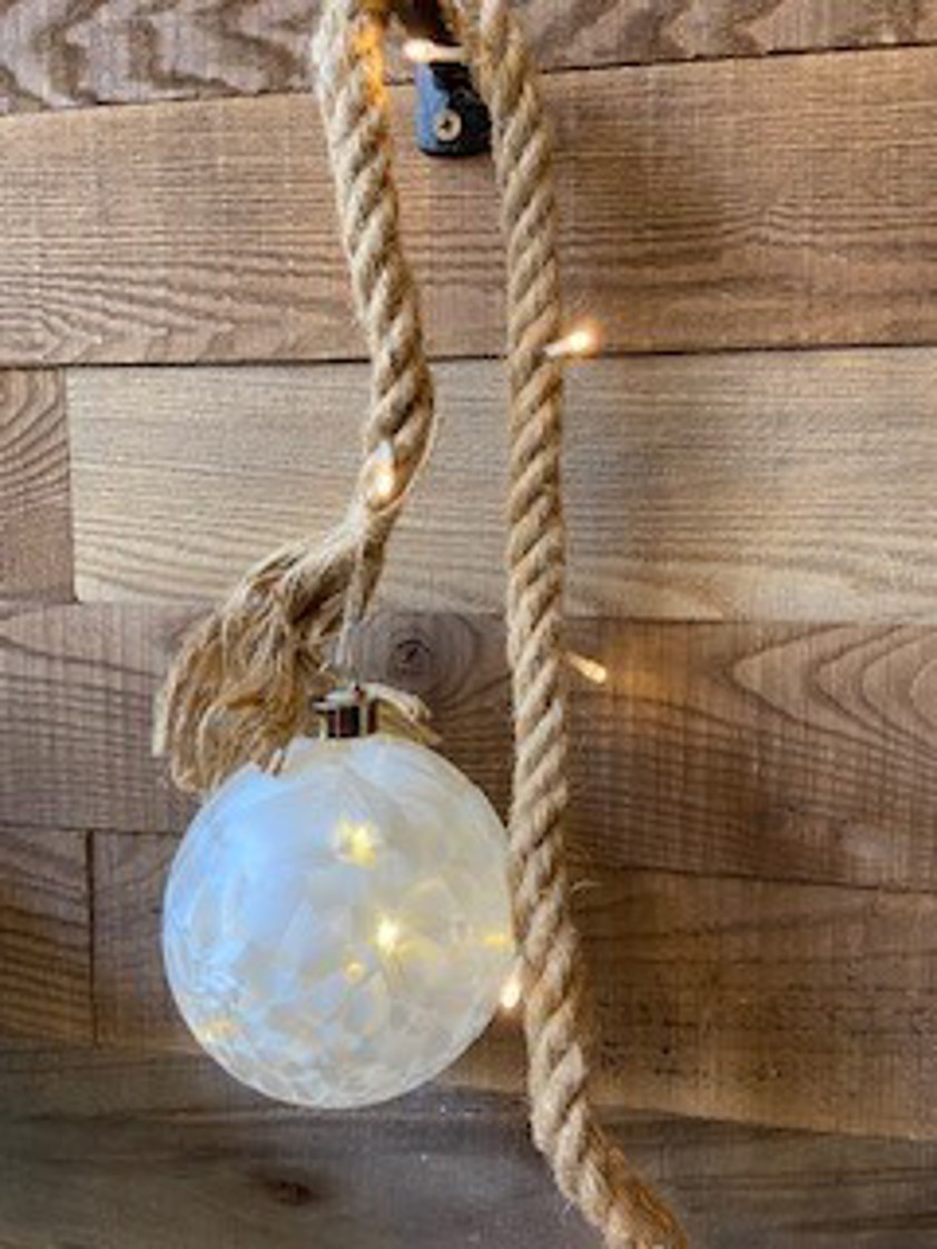 Light Feather Effect Glass LED Rope Balls (2 Sizes)