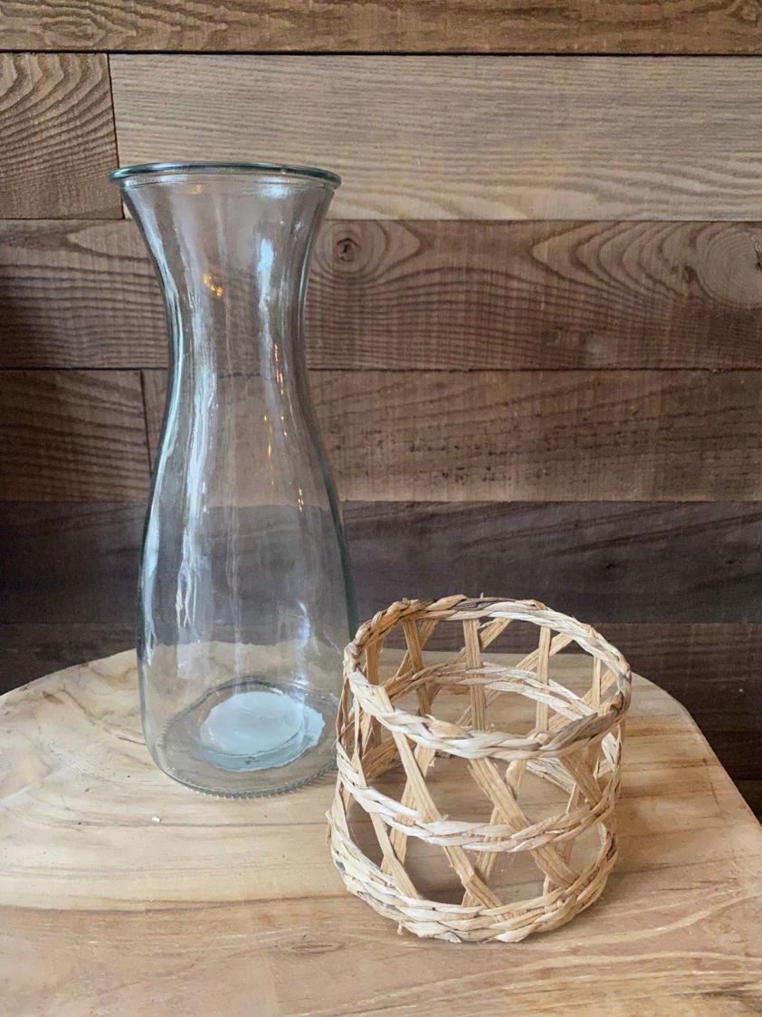 Glass Decanter with Rattan