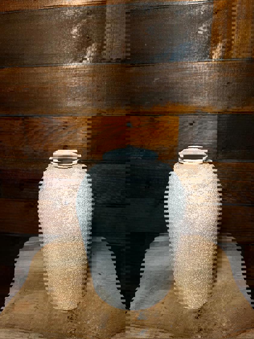 Off White Forged Stone Effect Vase