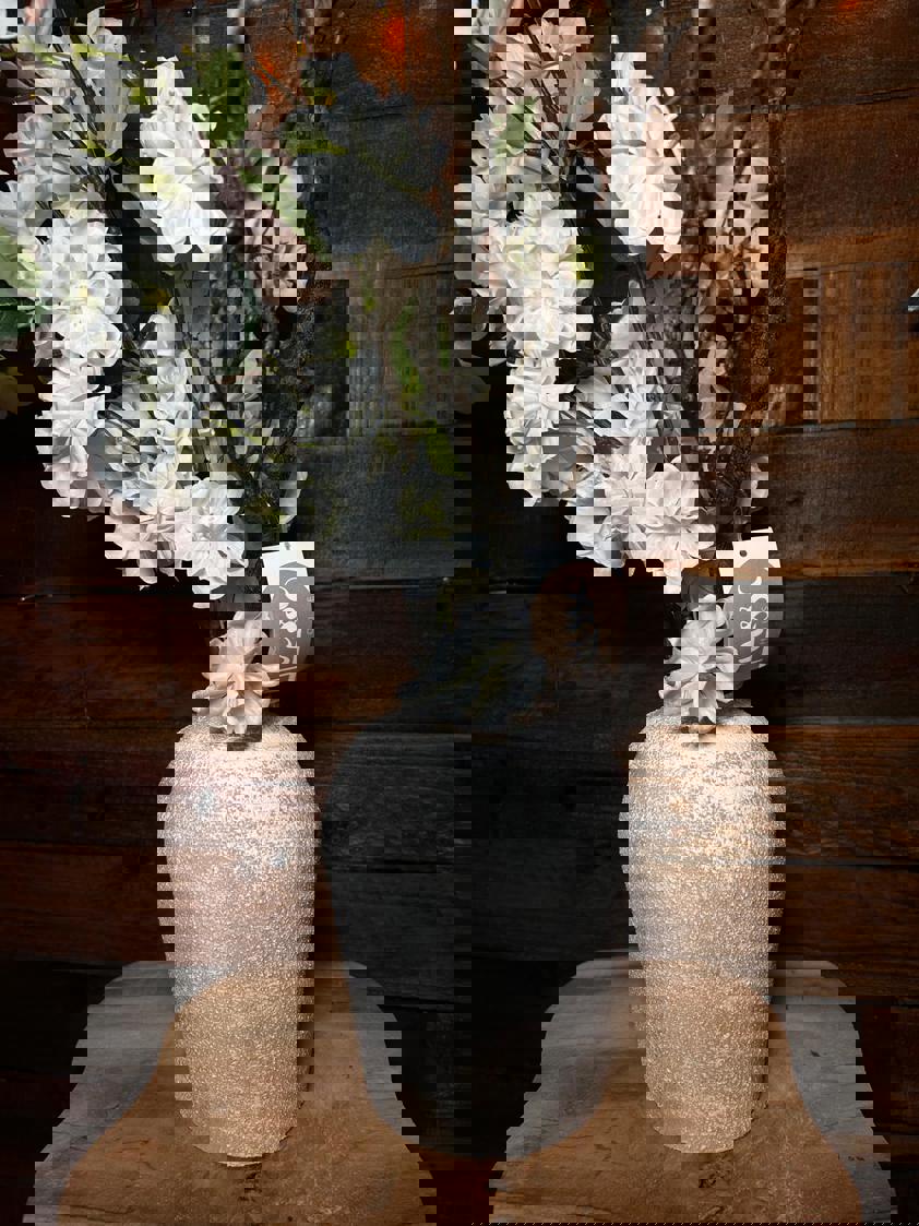 Off White Forged Stone Effect Vase