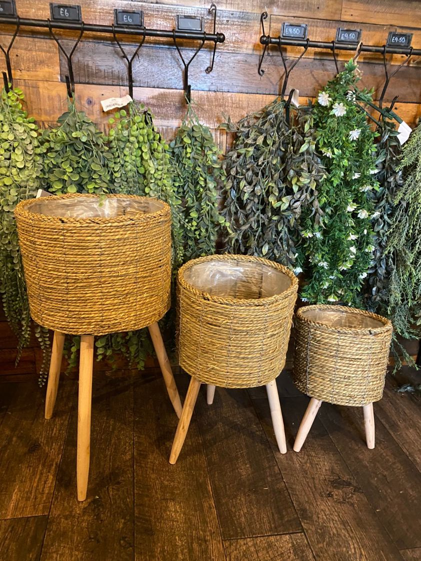 Natural Wicker Planters on Legs