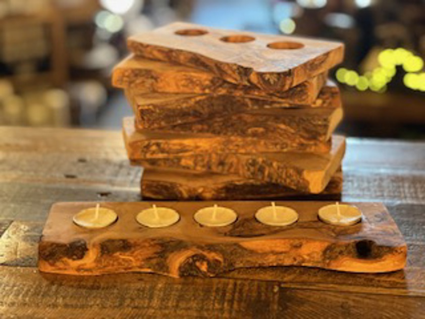 Olive Wood Tea Light Holder