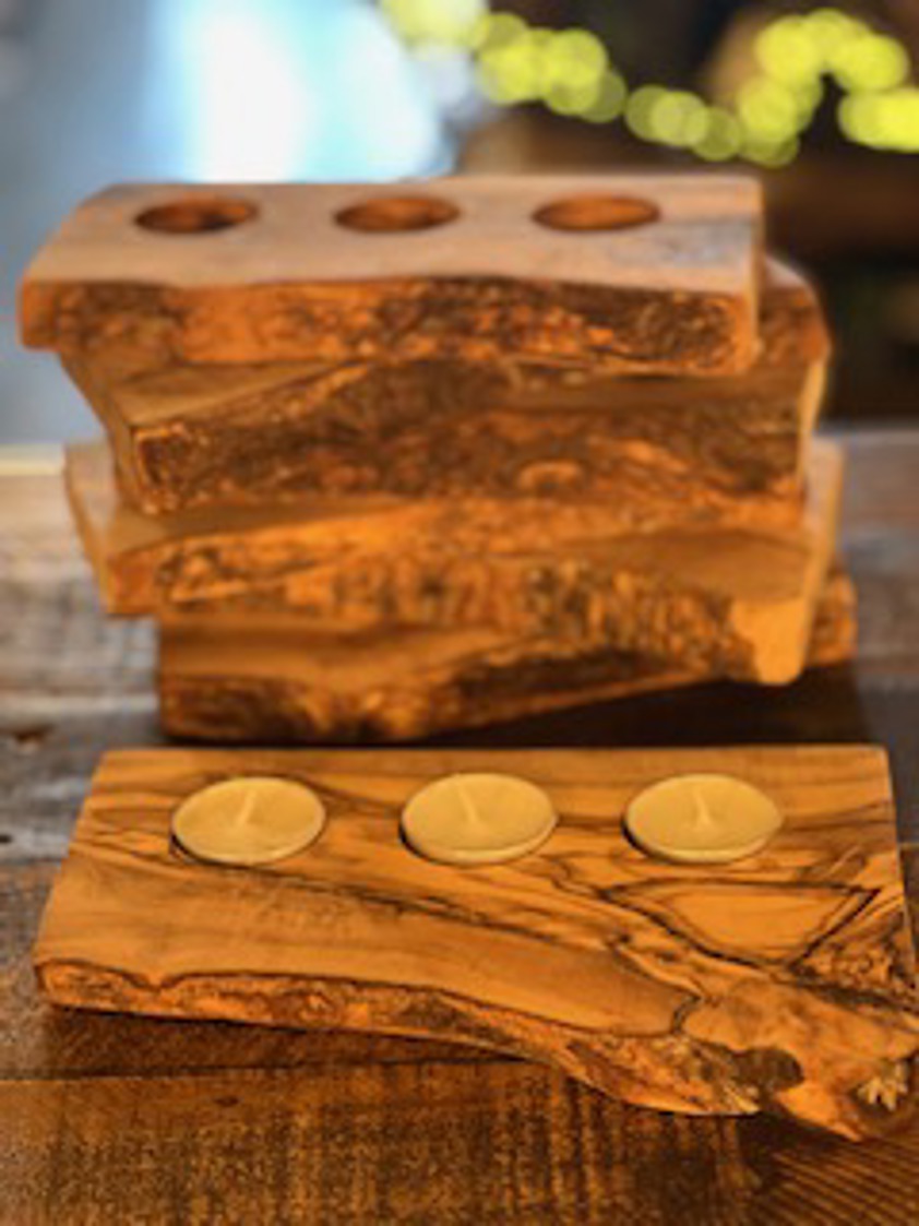 Olive Wood Tea Light Holder