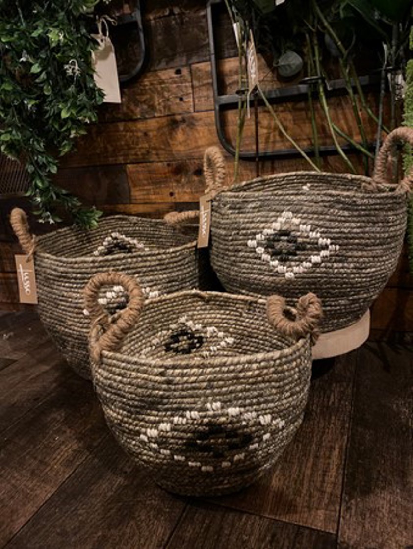 Large Basket with Diamond Design