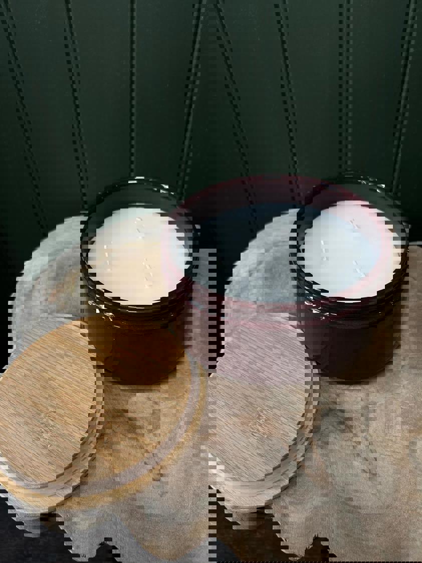 3 Wick Ceramic Matt Plum Candle