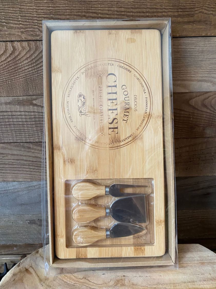 Bamboo Cheese Board with Set of Knives