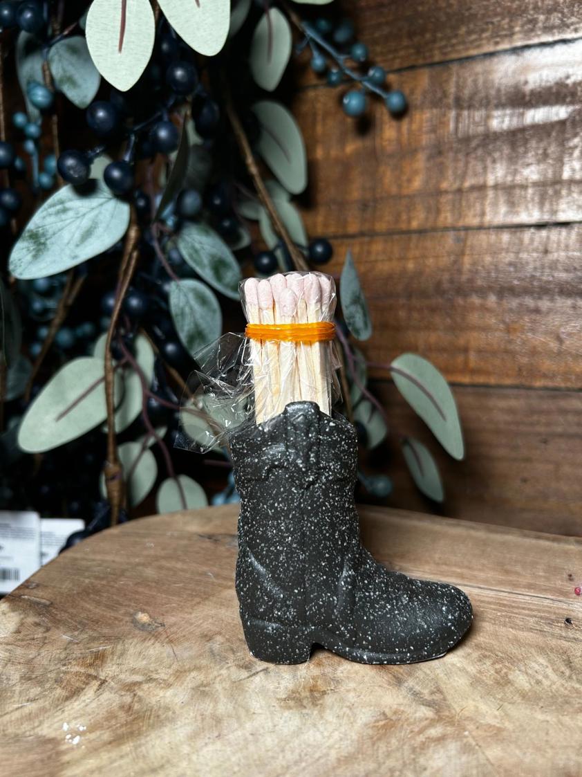 Ceramic Cowboy Boot Match Holder