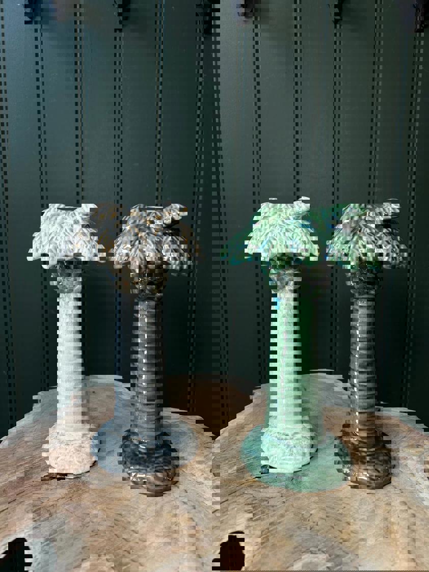 Porcelain Palm Tree Candle Holder