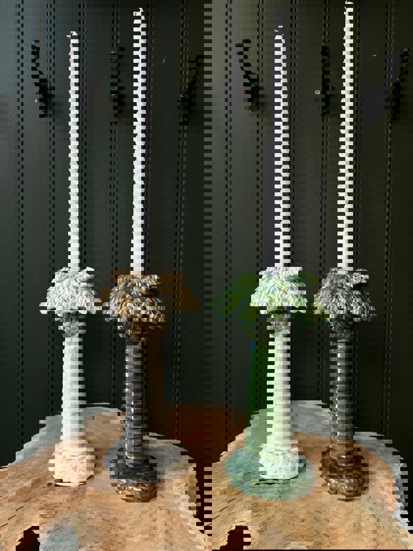 Porcelain Palm Tree Candle Holder